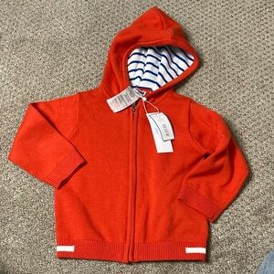 Jacadi Orange Sweatshirt with Lined Hood and Zipper